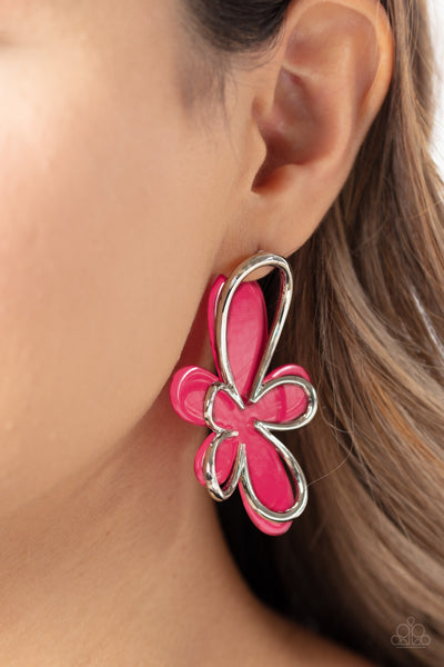 Paparazzi Glimmering Gardens - Pink Earrings