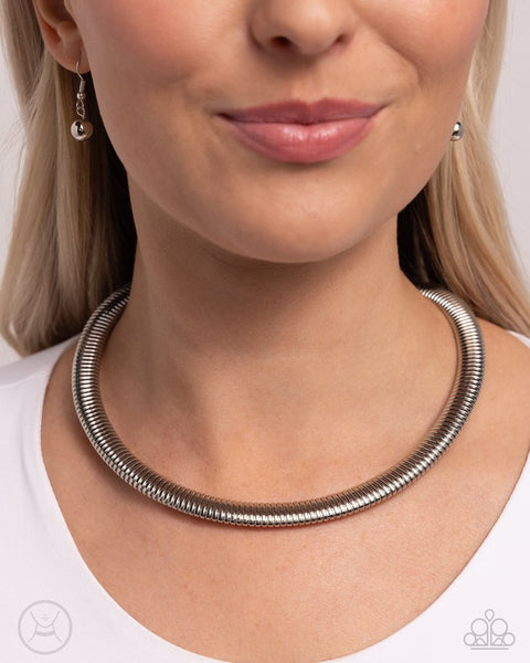 Paparazzi Choker Of The Century Silver Necklace