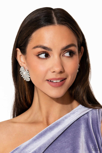 Paparazzi Fancy Fireworks - White Pearl Earrings