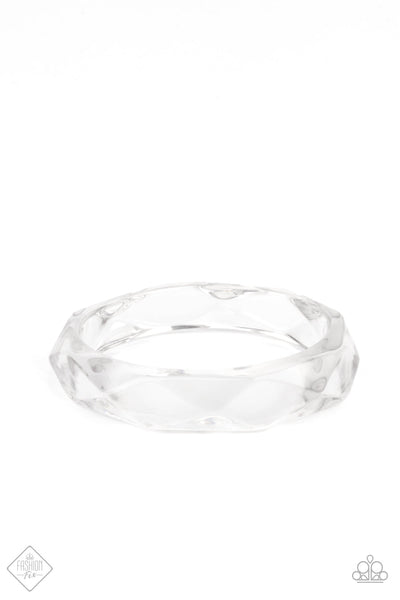 Paparazzi Clear Cut Couture Bangle Bracelet White