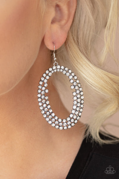 Paparazzi Radical Razzle - White Earrings