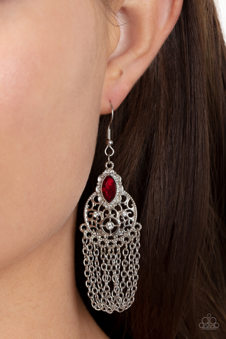 Paparazzi Pressed for CHIME - Red Earrings