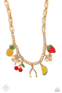 Paparazzi Fruit Festival Necklace, Fruit Freestyle Bracelet, Fashionable Fruit Strawberry Earrings  Gold Set