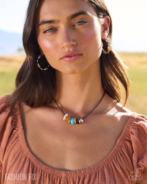 Paparazzi Neat Nuance - Multi Necklace & Polished Poignancy - Blue Hoop Earrings Simply Santa Fe Set