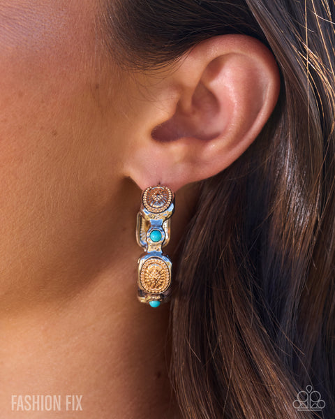 Paparazzi Neat Nuance - Multi Necklace & Polished Poignancy - Blue Hoop Earrings Simply Santa Fe Set