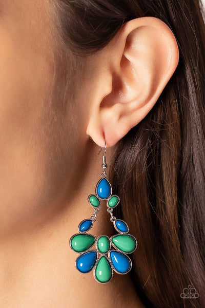 Tranquil Trendsetter Green Necklace & Colorfully Canopy Multi Earrings Set