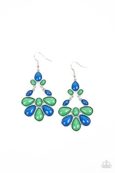 Tranquil Trendsetter Green Necklace & Colorfully Canopy Multi Earrings Set