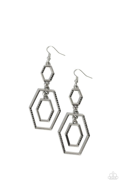 Paparazzi Geometric Maven - Silver Earrings