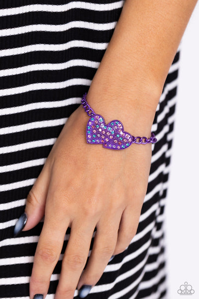 Paparazzi Low-Key Lovestruck Necklace and Lovestruck Lineup Bracelet - Purple Set