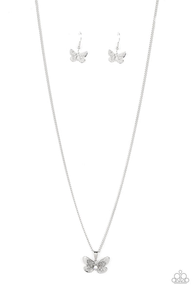 Paparazzi High-Flying Fashion - White Butterfly Necklace