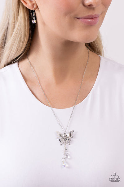 Paparazzi Enchanted Wings Butterfly White Necklace