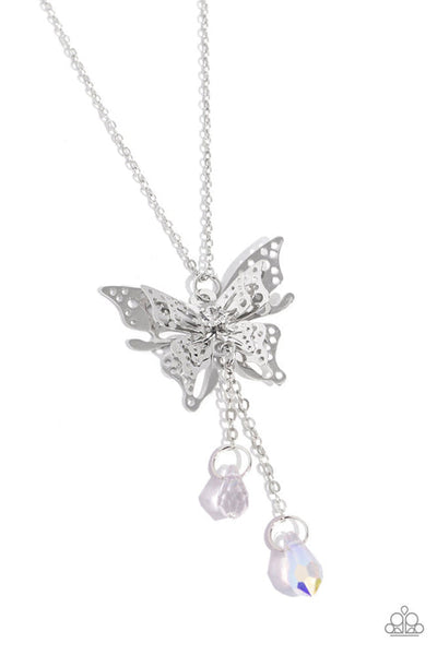 Paparazzi Enchanted Wings Butterfly White Necklace