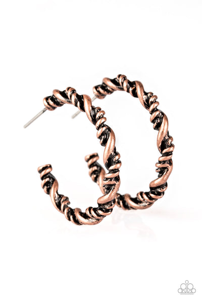Paparazzi Plainly Panama Hoops Copper Earrings