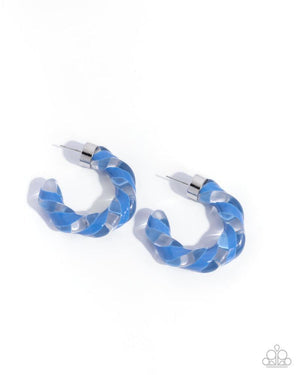 Paparazzi Coiled Cameo Earrings and Clear Clairvoyance Bangle Bracelet Blue Set