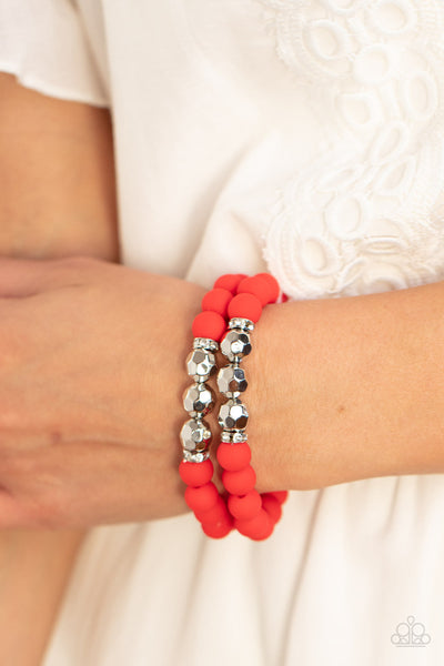 Paparazzi Summer Splash Necklace & Dip and Dive Bracelet Red Set