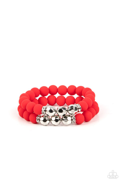 Paparazzi Summer Splash Necklace & Dip and Dive Bracelet Red Set