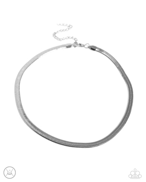 Paparazzi Musings Moment - Silver Choker Necklace