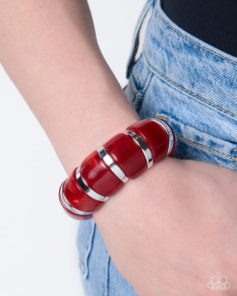 COMING SOON Paparazzi Modular Movement Earrings & Transparent Tenacity Bracelet Red Set
