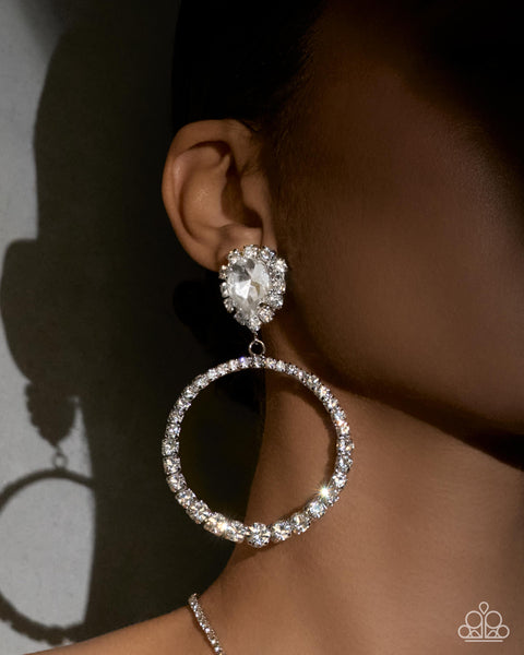COMING SOON Paparazzi 
Palatial Polish - White Earrings