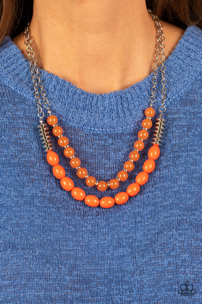 Paparazzi Venetian Voyage - Orange Necklace