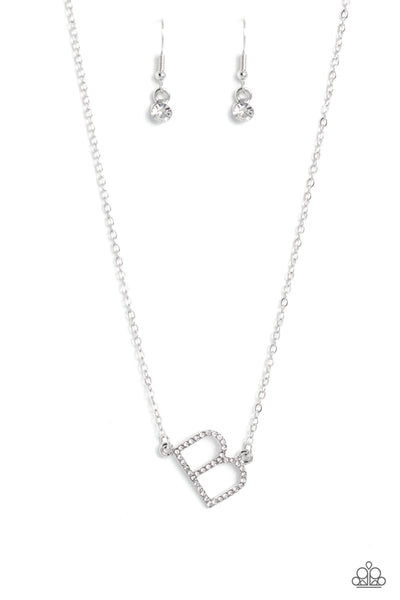 Paparazzi INITIALLY Yours - B - White Necklace