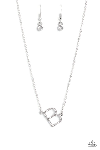 Paparazzi INITIALLY Yours - B - White Necklace