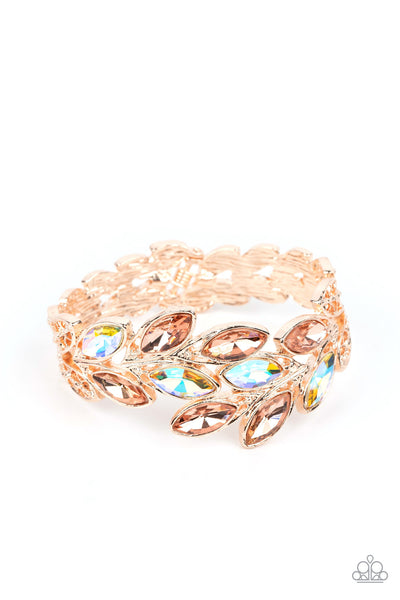 Paparazzi Luminous Laurels - Rose Gold Hinged Bracelet