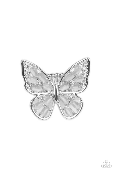 Paparazzi Flying Fashionista - White Butterfly Ring