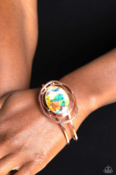 Paparazzi Substantial Sorceress - Multi Iridescent Copper Hinged Bracelet