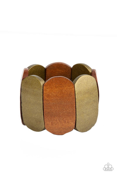 Paparazzi Natural Nirvana - Brass Wooden Bracelet