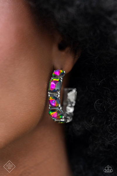 Paparazzi Blazing Bow - Multi Oil spill Hoop Earrings