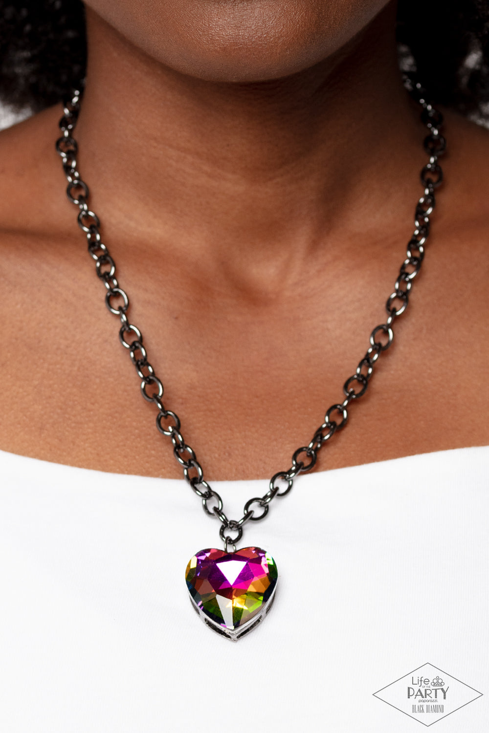 Paparazzi Flirtatiously Flashy - Multi Oil Spill Heart Necklace