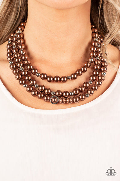 Paparazzi Needs No Introduction - Brown Pearl Necklace