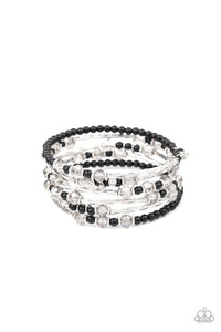 Paparazzi Head Turning Twinkle Black Coil Bracelet