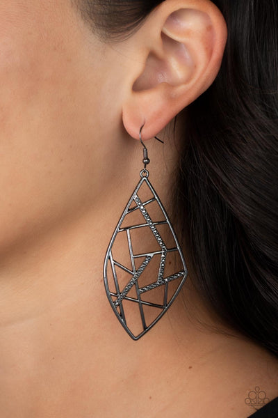 Paparazzi Geo Grid - Black Earrings