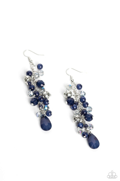 Paparazzi Flirty Flood - Blue Earrings and Cheeky Cascade - Blue Necklace Set