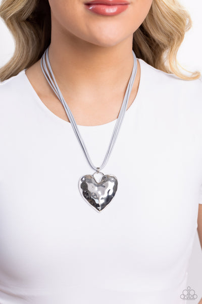 Paparazzi Confident Courtship - Silver Heart Necklace