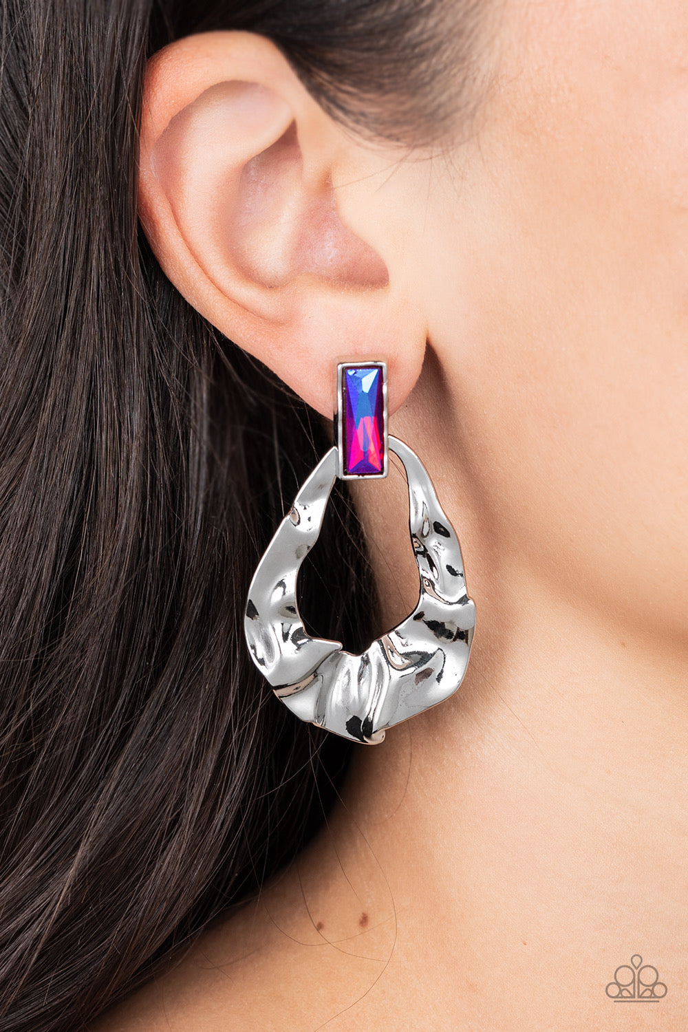 Paparazzi Metro Meltdown - Iridescent Pink Earrings