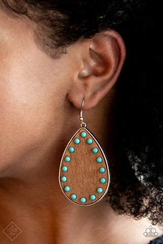 Paparazzi Rustic Refuge - Blue Wooden Earrings