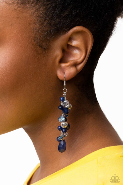 Paparazzi Flirty Flood - Blue Earrings and Cheeky Cascade - Blue Necklace Set