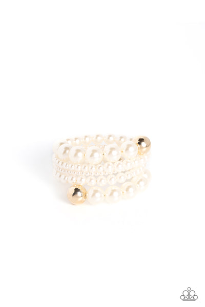 Paparazzi Pleasing Pirouette - Gold Coil Pearl Bracelet