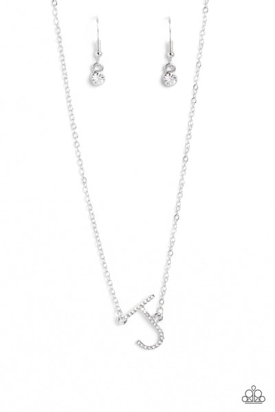 Paparazzi INITIALLY Yours - J - White Necklace