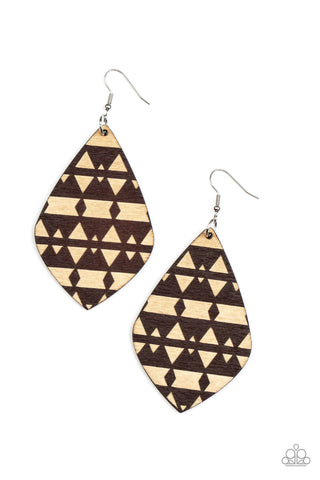 Paparazzi Zimbabwe Zoo - Brown Wooden Earrings