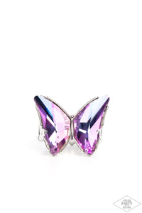 Paparazzi Fluorescent Flutter - Purple UV Butterfly Ring