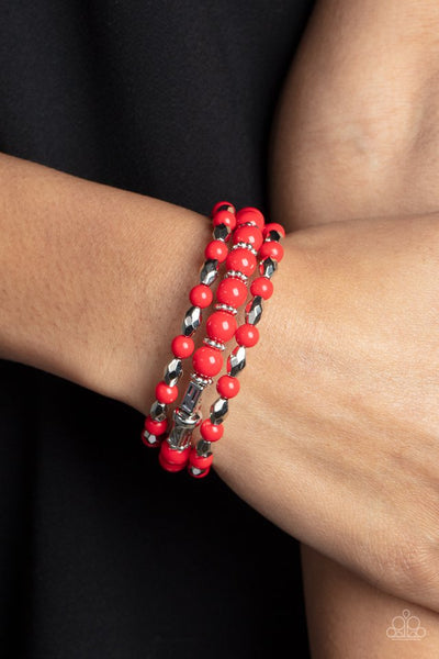 Paparazzi Colorfully Coiled - Red Coiled Bracelet