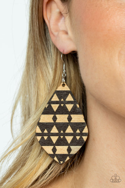 Paparazzi Zimbabwe Zoo - Brown Wooden Earrings