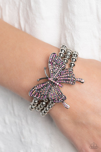 Paparazzi First WINGS First - Pink Butterfly Bracelet