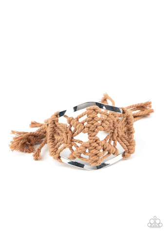 Paparazzi Macrame Mode - Brown Cuff Bracelet