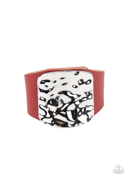 Paparazzi Brighten Up - Red Snap Bracelet