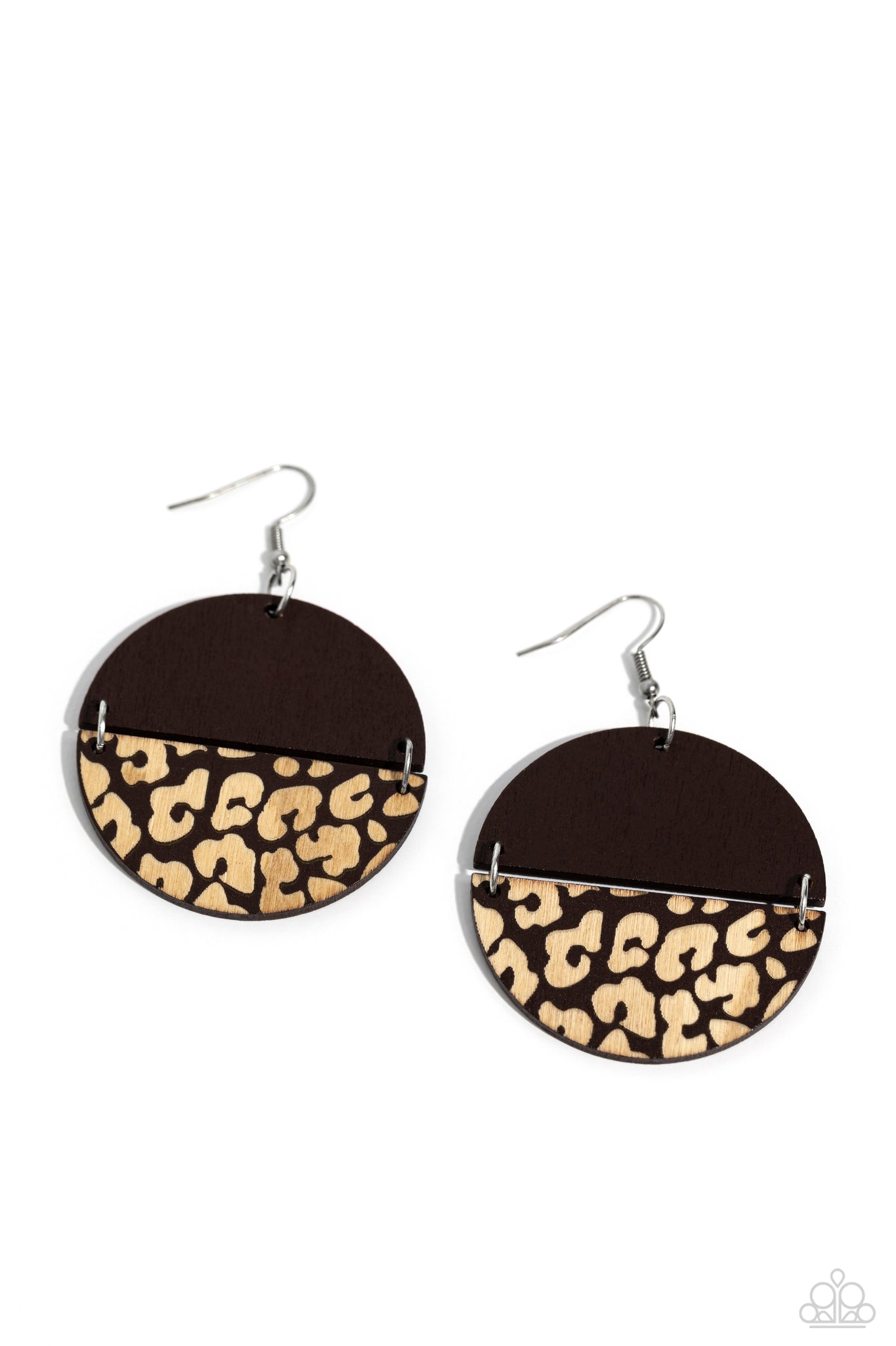 Paparazzi Jungle Catwalk - Brown Wooden Earrings